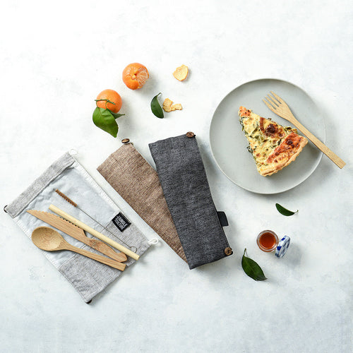 Bamboo Cutlery Set (Brown bag)