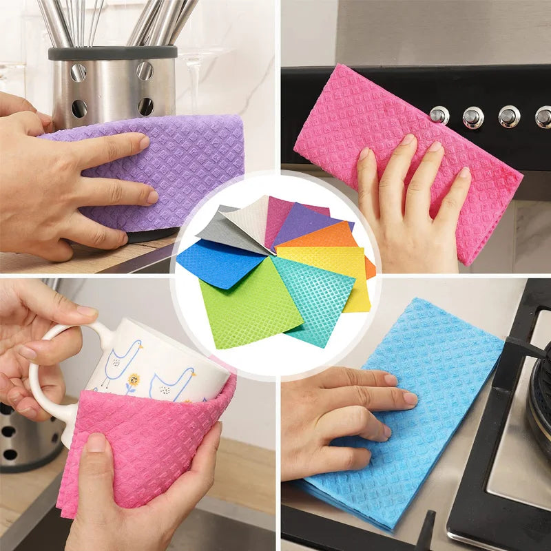 10Pc Dishcloth Magic Cleaning Cloth Kitchen Absorbent Rag