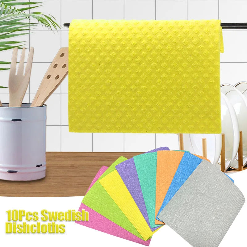 10Pc Dishcloth Magic Cleaning Cloth Kitchen Absorbent Rag