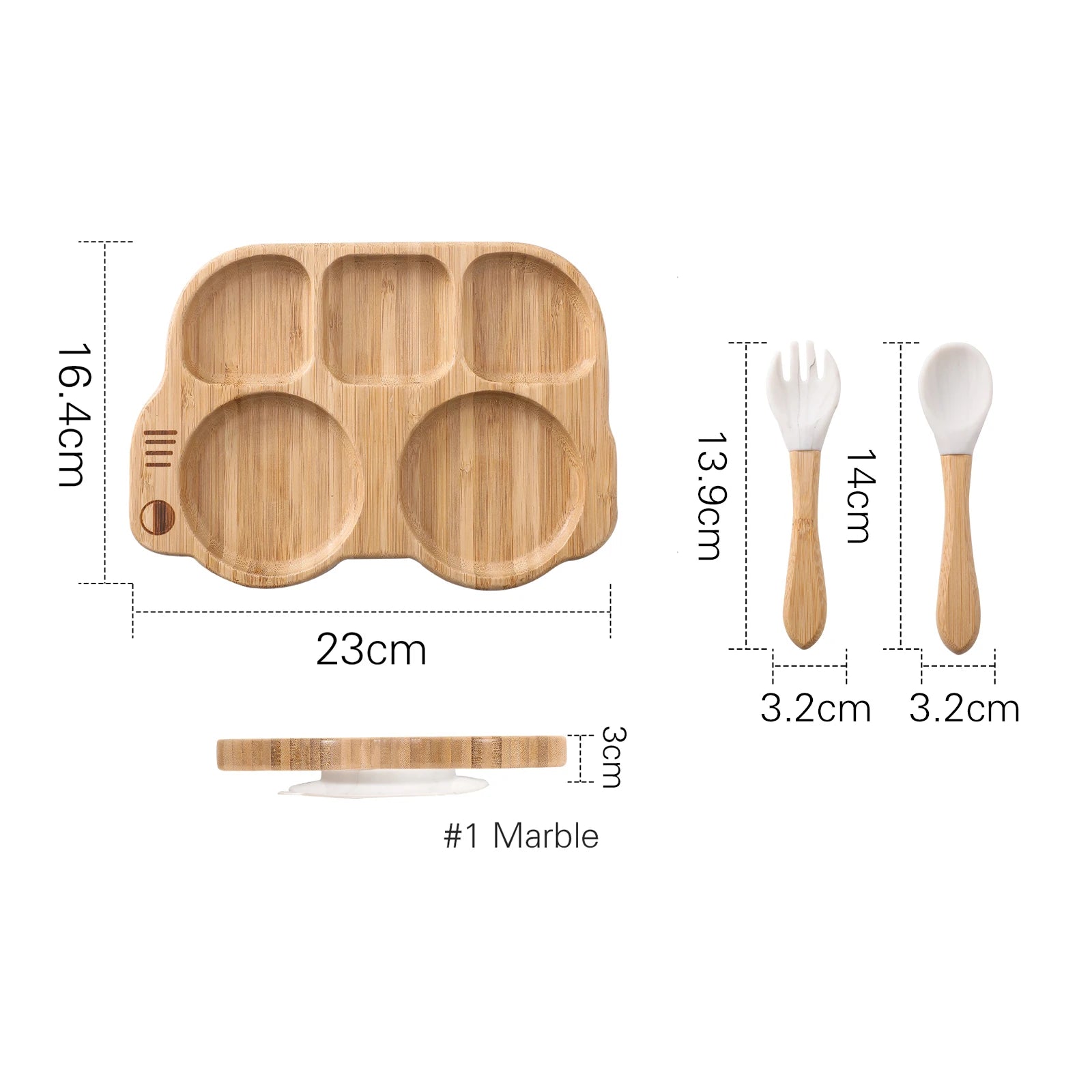 Plate Spoon Fork Sets Children Feeding Tableware Set BPA Free Wooden Food Grade Dinner Plat