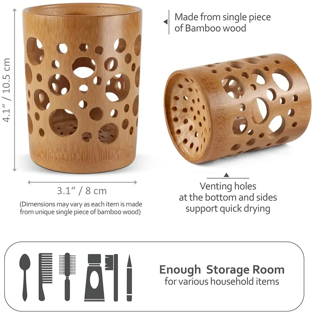 Bamboo toothbrush holder