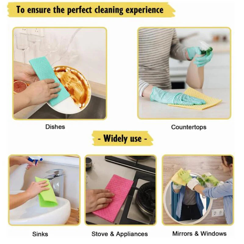 10Pc Dishcloth Magic Cleaning Cloth Kitchen Absorbent Rag