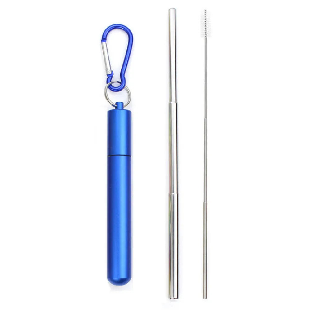Reusable Telescopic Straw 304 Stainless Steel Metal Straw With Cleaning Brush