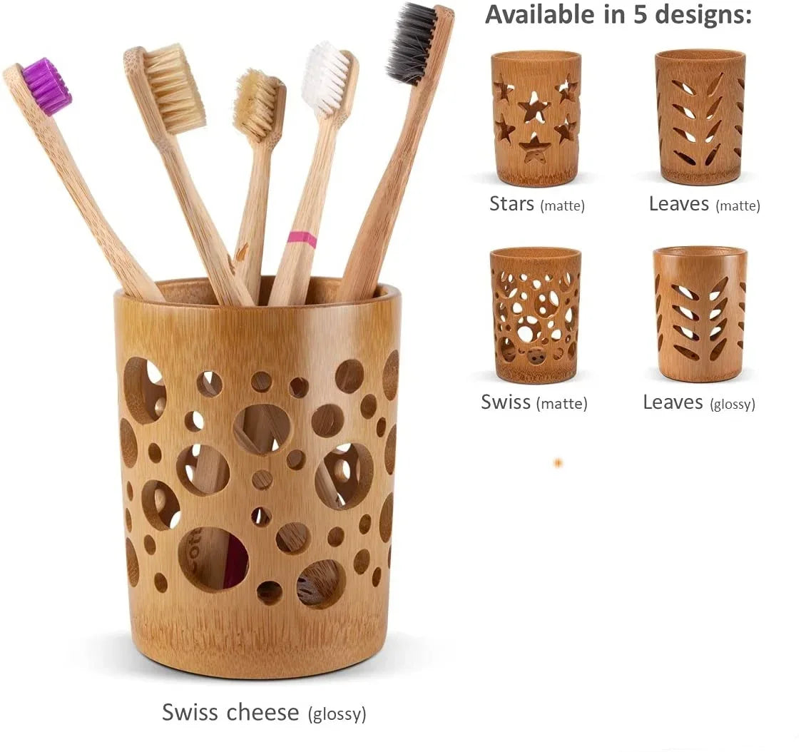 Bamboo toothbrush holder